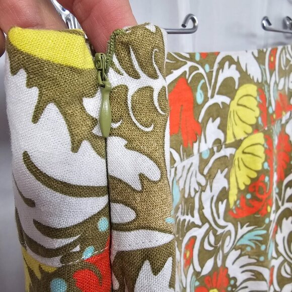 NWT Cato Orange Green Art Deco Linen Blend Boho A-Line Skirt 20W - Picture 5 of 11